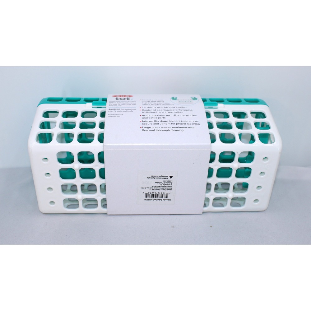 OXO Tot Dishwasher Basket Teal White Bottle Parts Pacifier Sippy Cup 62132700 - Picture 3 of 3